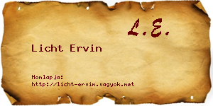 Licht Ervin névjegykártya